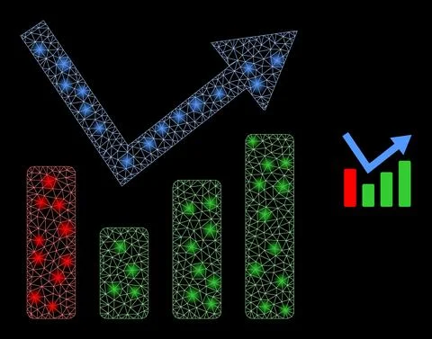 Vector Mesh Net Trend Chart with Magic Wire Frame Flares 스톡 일러스트