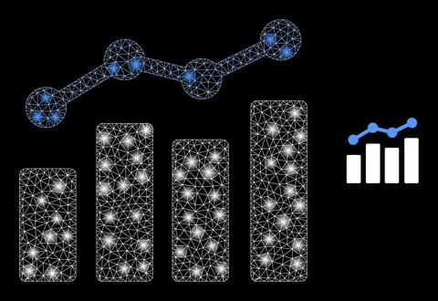 Vector Mesh Net Trend Chart with Magic Carcass Dots Illustrazione stock