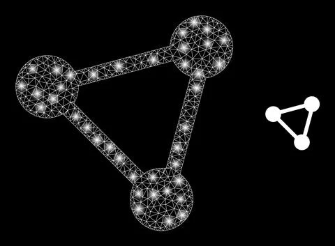 Vector Mesh Net Triangle Mesh with Magic Network Spots Stock Illustration