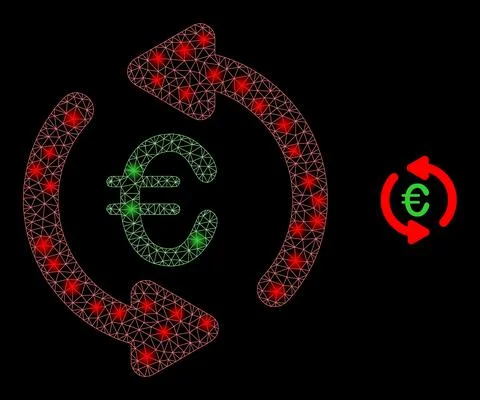 Vector Mesh Net Update Euro with Glowing Wire Frame Flashes Stock Illustration