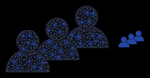 Vector Mesh Net User Cohort with Light Network Spots Stock Illustration
