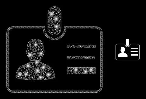 Vector Mesh Net User Id Badge with Glitter Network Spots Stock Illustration