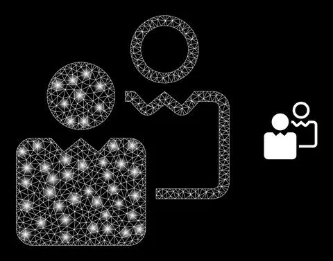 Vector Mesh Net Users with Bright Network Flashes Stock Illustration