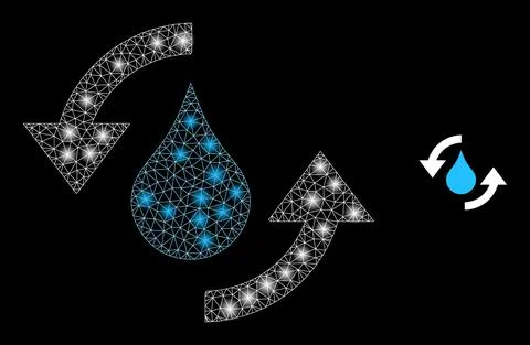 Vector Mesh Net Water Refresh Arrows with Shiny Wire Frame Flashes Stock Illustration