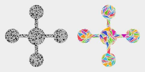 Vector Mesh Node Mosaic Icon of Triangle Elements Stock Illustration