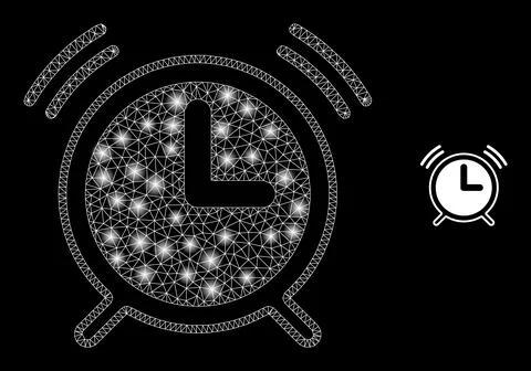 Vector Mesh Web Alarm Clock with Majestic Wire Frame Spots Stock Illustration