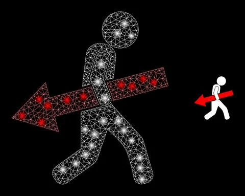Vector Mesh Web Arrow Delivery Man with Illuminated Wire Frame Stars イラスト素材