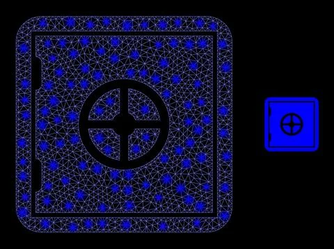 Vector Mesh Web Banking Safe with Glowing Carcass Flashes Illustrazione stock