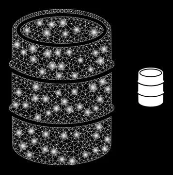 Vector Mesh Web Barrel with Majestic Network Flashes Stock Illustration
