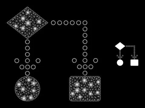 Vector Mesh Web Block Diagram with Glare Carcass Spots Stock Illustration