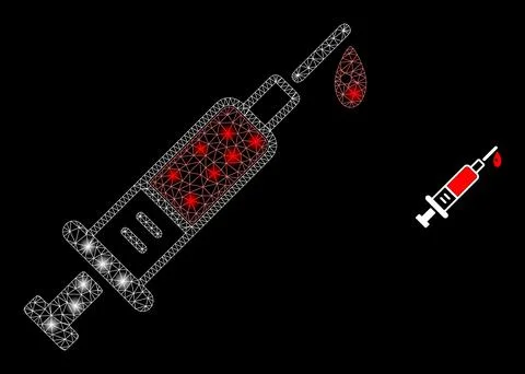Vector Mesh Web Blood Syringe with Majestic Wire Frame Dots Stock Illustration