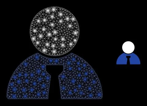 Vector Mesh Web Boss with Glowing Network Flares 스톡 일러스트