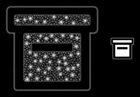 Vector Mesh Web Box with Majestic Network Flashes イラスト素材