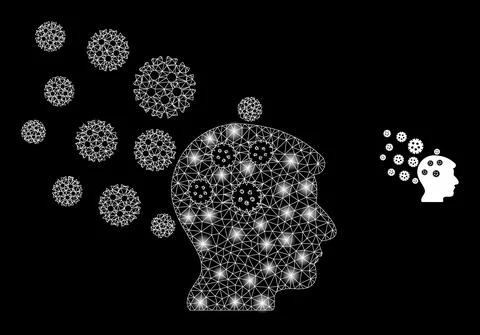 Vector Mesh Web Brain Infection Trail with Glare Carcass Flashes Stock Illustration