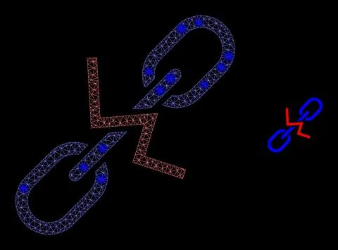 Vector Mesh Web Break Chain with Magic Network Dots Illustrazione stock