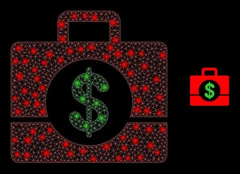 Vector Mesh Web Business Case with Glitter Constellation Dots 스톡 일러스트