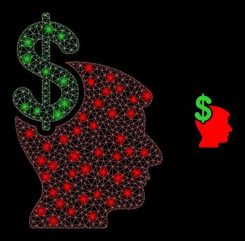 Vector Mesh Web Business Thinking with Glowing Network Dots Stock Illustration