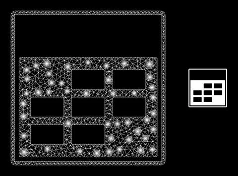 Vector Mesh Web Calendar Week Items with Shiny Network Spots 스톡 일러스트