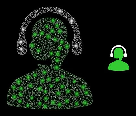 Vector Mesh Web Call Center Operator with Shiny Carcass Flashes Stock Illustration