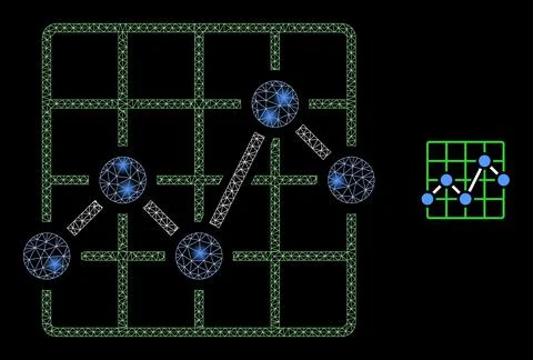 Vector Mesh Web Chart Grid with Magic Wire Frame Flares 스톡 일러스트