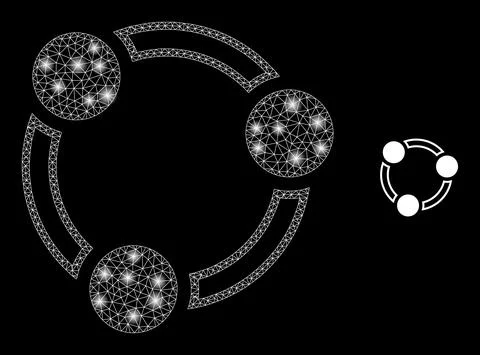 Vector Mesh Web Collaboration with Glare Constellation Stars Stock Illustration