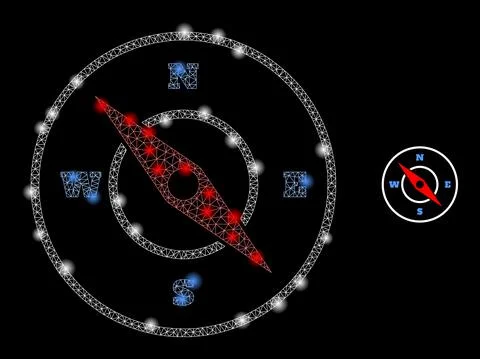 Vector Mesh Web Compass with Magic Constellation Dots 스톡 일러스트