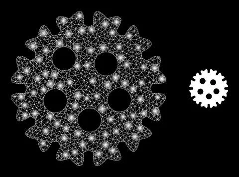 Vector Mesh Web Coronavirus with Bright Constellation Flashes 스톡 일러스트