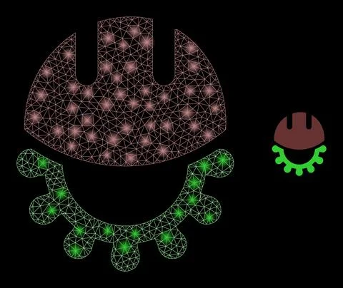 Vector Mesh Web Development Helmet with Glare Constellation Spots Stockillustratie