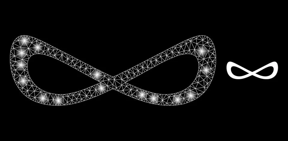 Vector Mesh Web Distorted Infinity with Glitter Constellation Stars Stock Illustration