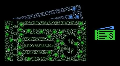 Vector Mesh Web Dollar Cheques with Glitter Network Flashes Stockillustratie