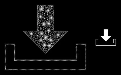 Vector Mesh Web Download with Bright Constellation Flares Illustrazione stock