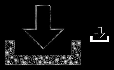 Vector Mesh Web Download with Glowing Network Dots Stock Illustration