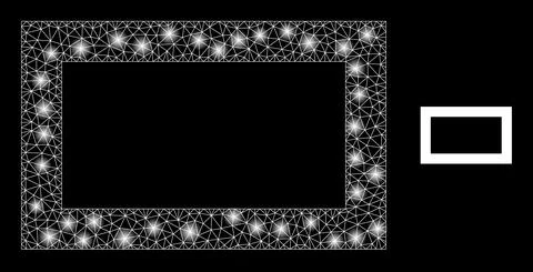 Vector Mesh Web Empty Rectangle with Majestic Carcass Flares 스톡 일러스트