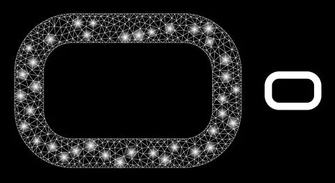 Vector Mesh Web Empty Rounded Rectangle with Glowing Carcass Spots Stock Illustration