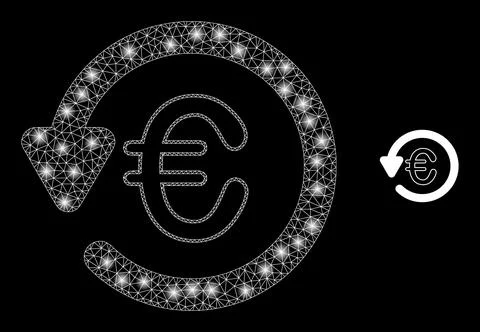 Vector Mesh Web Euro Chargeback with Glowing Network Flashes Illustrazione stock