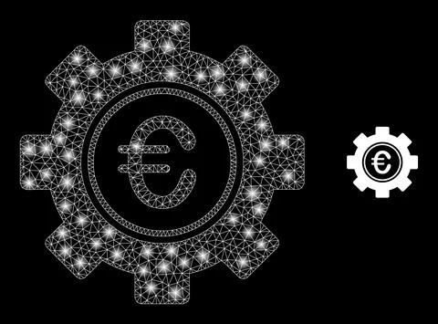 Vector Mesh Web Euro Gear with Shiny Wire Frame Stars Stock Illustration