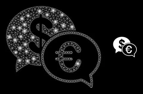 Vector Mesh Web Financial Chat with Majestic Wire Frame Flashes Illustrazione stock