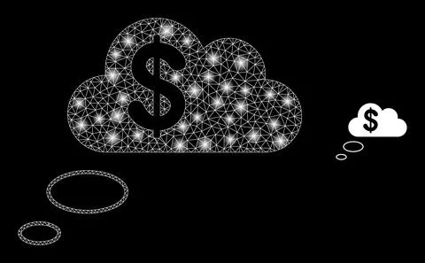Vector Mesh Web Financial Dream Clouds with Majestic Network Stars Stockillustratie