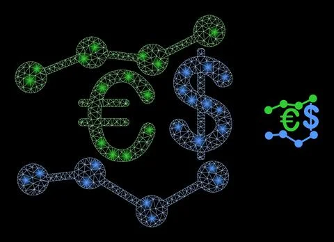 Vector Mesh Web Financial Trends with Glare Network Dots Illustrazione stock