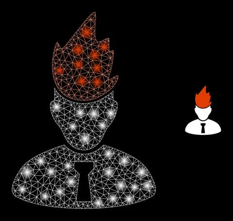 Vector Mesh Web Flamed Manager with Glowing Network Flares Ilustración de archivo