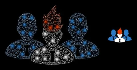Vector Mesh Web Flamed Team Leader with Light Network Flashes Stock Illustration