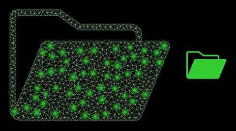 Vector Mesh Web Folder with Glowing Carcass Flashes Stock Illustration