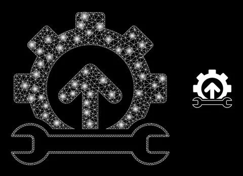 Vector Mesh Web Forward Gear Repair with Majestic Constellation Flares 스톡 일러스트