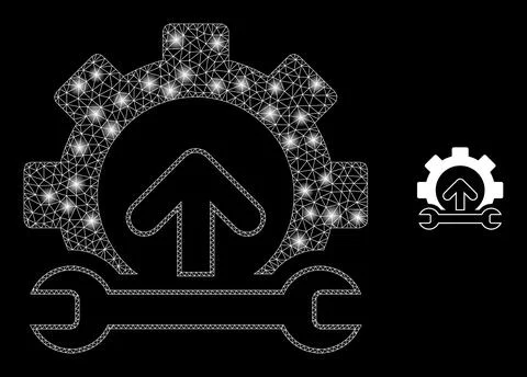 Vector Mesh Web Gear Integration Arrow with Majestic Constellation Stars Stock-Illustration