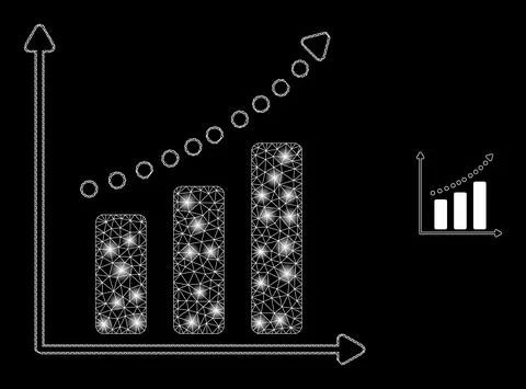 Vector Mesh Web Growing Chart with Magic Constellation Flashes Illustrazione stock