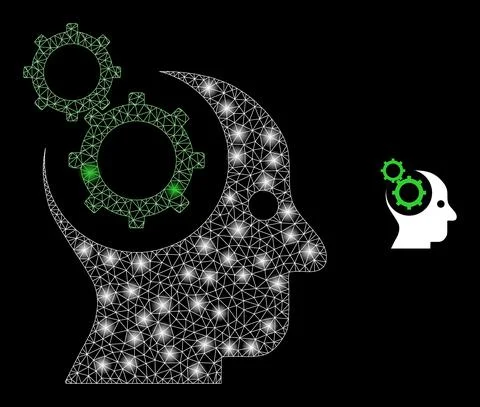 Vector Mesh Web Head Gears with Magic Network Flashes Stock Illustration
