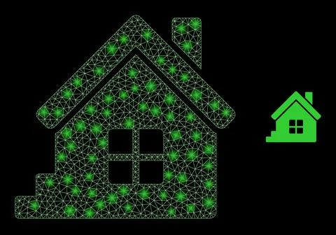 Vector Mesh Web Home with Magic Wire Frame Spots Illustrazione stock