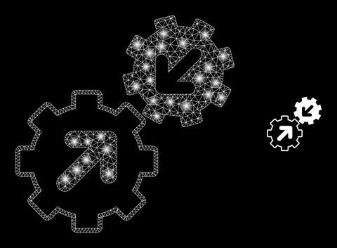 Vector Mesh Web Integration Gears with Majestic Constellation Dots Illustrazione stock
