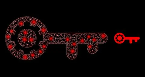 Vector Mesh Web Key Gear with Light Carcass Flashes Stockillustratie