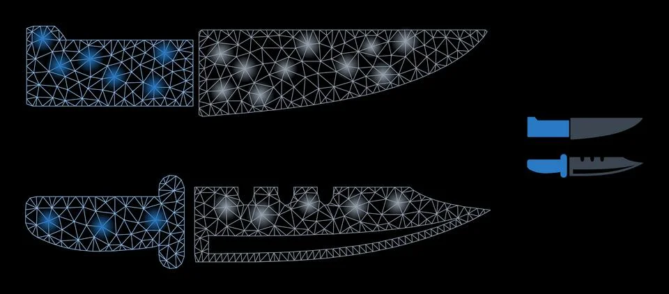 Vector Mesh Web Knives with Glare Carcass Spots Stock Illustration